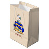 Jongen 2e verjaardag, 2 op de zoete blauwe Cake Medium Cadeauzakje (Achterkant Gekanteld)