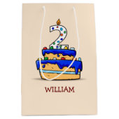 Jongen 2e verjaardag, 2 op de zoete blauwe Cake Medium Cadeauzakje (Voorkant)