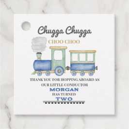 Jongen 2e verjaardag Blue Train Chugga Choo Bedankjes Labels