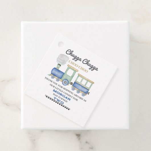 Jongen 2e verjaardag Blue Train Chugga Choo Bedankjes Labels (In situ)