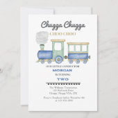 Jongen 2e verjaardag Blue Train Chugga Choo Kaart (Voorkant)