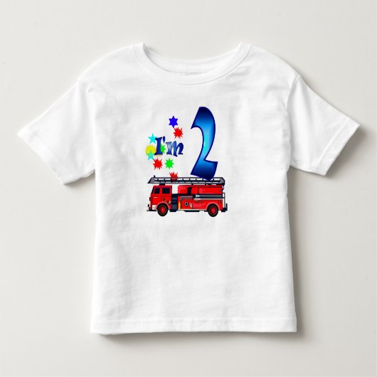 Jongen 2e verjaardag brandweerauto kinder shirts (Voorkant)