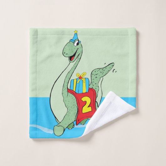 Jongen, 2e verjaardag dinosaurus bad handdoek (Wasdoekje)