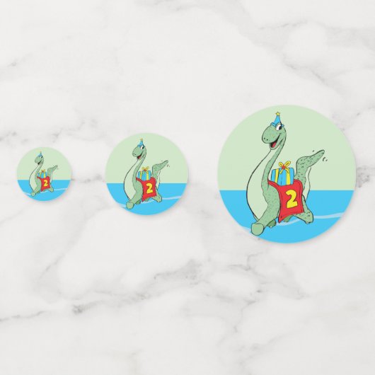 Jongen, 2e verjaardag dinosaurus confetti (Voorkanten)