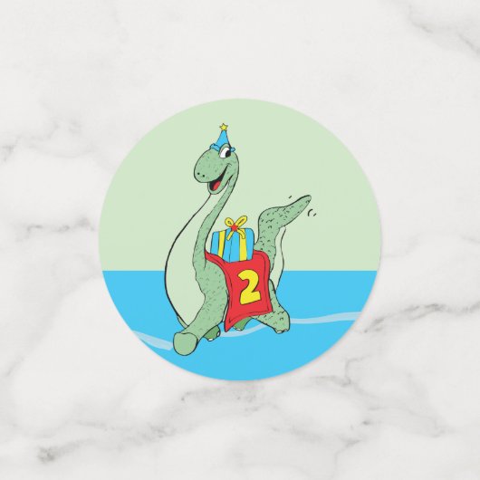 Jongen, 2e verjaardag dinosaurus confetti (Kleine voorkant)