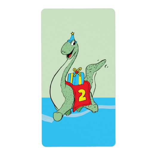 Jongen, 2e verjaardag dinosaurus etiket (Voorkant)
