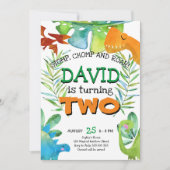 Jongen 2e Verjaardag Dinosaurus Jongens Tweede Ver Kaart (Voorkant)