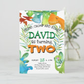 Jongen 2e Verjaardag Dinosaurus Jongens Tweede Ver Kaart (Staand voorkant)