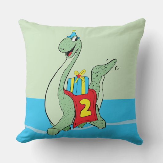 Jongen, 2e verjaardag dinosaurus kussen (Voorkant)