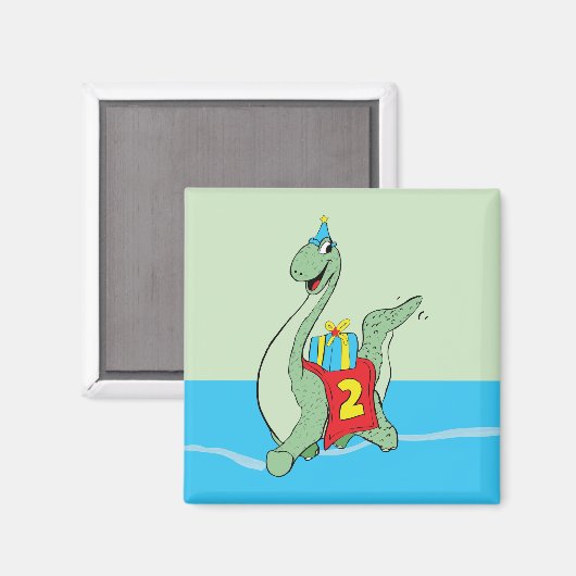 Jongen, 2e verjaardag dinosaurus magneet (Voorkant / Achterkant)