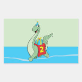 Jongen, 2e verjaardag dinosaurus rechthoekige sticker (Voorkant)