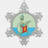 Jongen, 2e verjaardag dinosaurus tin sneeuwvlok ornament (Voorkant)