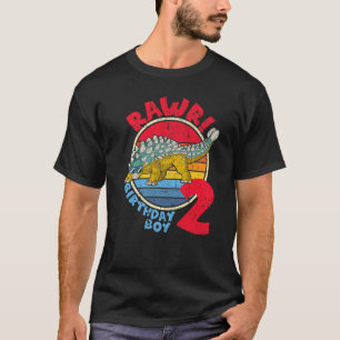 Jongen 2e verjaardag ik Rawr! Ankylosaurus I Famil T-shirt