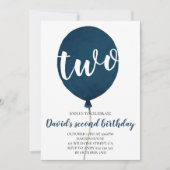 Jongen 2e Verjaardag Marine Blauwe Ballon Kaart (Voorkant)