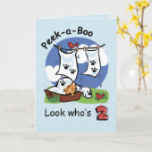 Jongen 2e verjaardag, Peek-a-Boo Kitten Kaart (Gele Bloem)