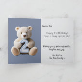 Jongen 2e Verjaardag Schattige Teddy Bear & Balloo Kaart (Binnen)