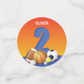 Jongen 2e verjaardag Sportbannen Confetti (Kleine voorkant)