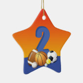 Jongen 2e verjaardag Sportbannen Keramisch Ornament (Rechts)