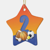 Jongen 2e verjaardag Sportbannen Keramisch Ornament (Links)