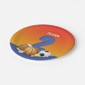 Jongen 2e verjaardag Sportbannen Papieren Bordje (Gekanteld)