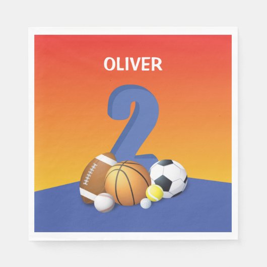 Jongen 2e verjaardag Sportbannen Servet (Voorkant)