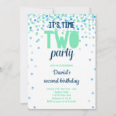 Jongen 2e verjaardag TWEE PARTIJ Confetti Blue Gre Kaart (Voorkant)