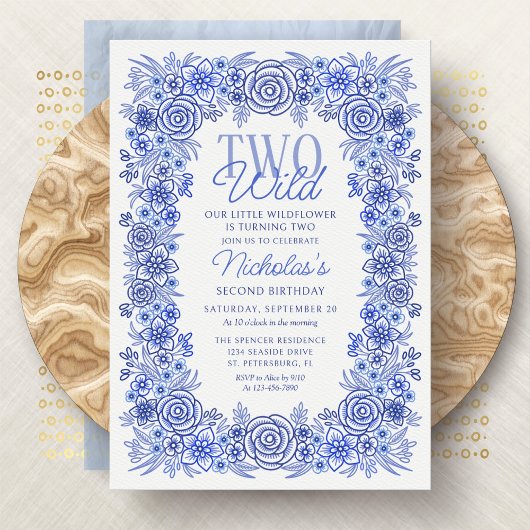 Jongen 2e verjaardag twee wilde bloemen kaart