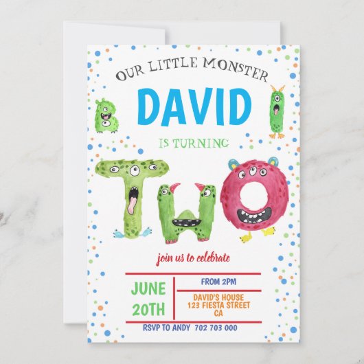 Jongen 2e verjaardag van de Tweede verjaardag van  Kaart (Voorkant)