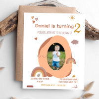 Jongen 2e Verjaardagskaart uitnodigen met foto