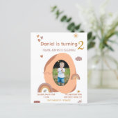 Jongen 2e Verjaardagskaart uitnodigen met foto (Staand voorkant)