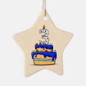 Jongen 3e verjaardag, 3 op de zoete blauwe Cake Keramisch Ornament (Rechts)