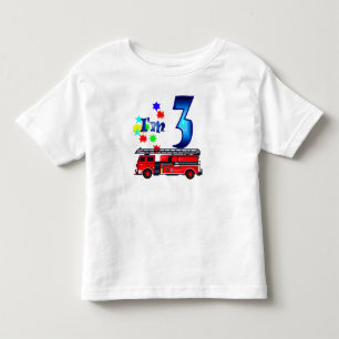 Jongen 3e verjaardag brandweerauto kinder shirts