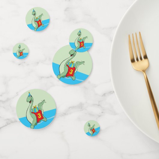 Jongen, 3e verjaardag dinosaurus confetti (Groep)