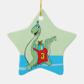 Jongen, 3e verjaardag dinosaurus keramisch ornament (Voorkant)