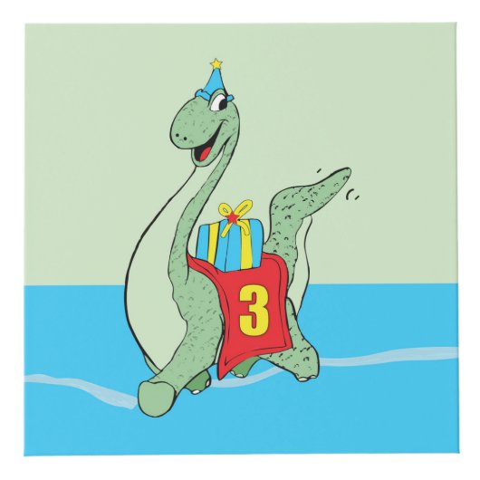 Jongen, 3e verjaardag dinosaurus kubus (Rechts)