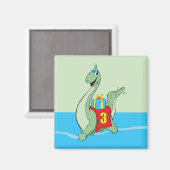 Jongen, 3e verjaardag dinosaurus magneet (Voorkant / Achterkant)