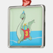 Jongen, 3e verjaardag dinosaurus metalen ornament (Links)