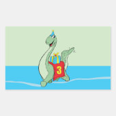 Jongen, 3e verjaardag dinosaurus rechthoekige sticker (Voorkant)