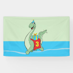 Jongen, 3e verjaardag dinosaurus spandoek
