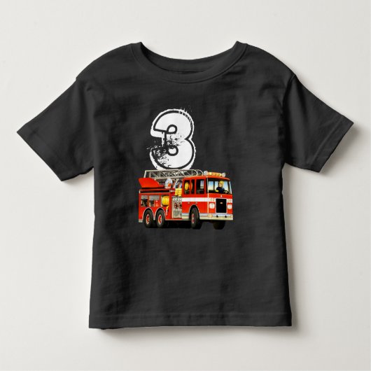 Jongen 3e verjaardag rode brandweerwagen kinder shirts (Voorkant)