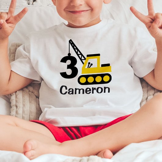 Jongen 3rd Birthday Construction Crane T-Shirt
