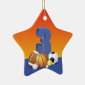 Jongen 3rd Birthday-sportzalen Keramisch Ornament (Rechts)