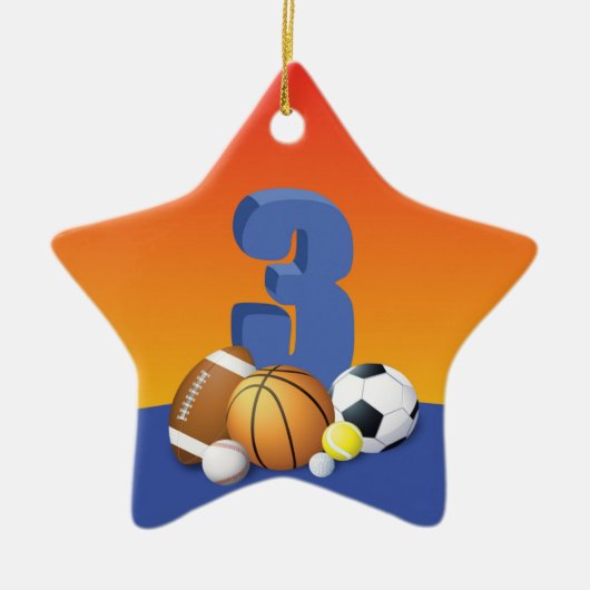 Jongen 3rd Birthday-sportzalen Keramisch Ornament (Voorkant)