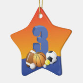 Jongen 3rd Birthday-sportzalen Keramisch Ornament (Links)