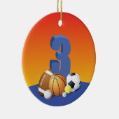 Jongen 3rd Birthday-sportzalen Keramisch Ornament (Rechts)