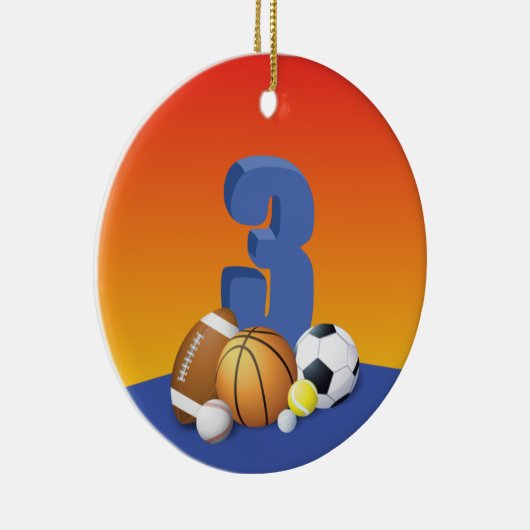 Jongen 3rd Birthday-sportzalen Keramisch Ornament (Rechts)