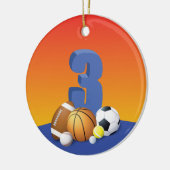Jongen 3rd Birthday-sportzalen Keramisch Ornament (Links)