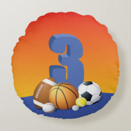 Jongen 3rd Birthday-sportzalen Rond Kussen