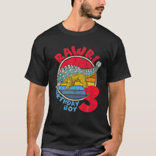 Jongen, 3x verjaardag ik Rawr! Ankylosaurus I Fami T-shirt