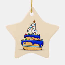Jongen 4e verjaardag, 4 op de zoete blauwe Cake Keramisch Ornament